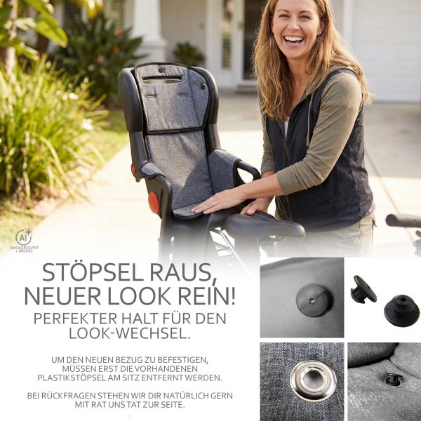 BAMBINIWELT Ersatzbezug, Sitzkissen, Bezug für Fahrradsitz, Modell Römer Jockey (Mod. 4) STERNE